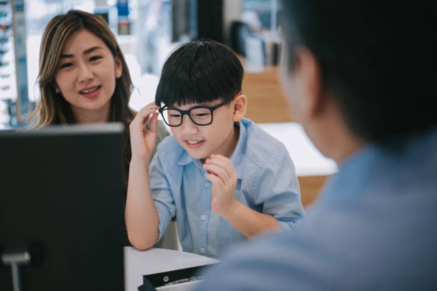Child wearing glasses